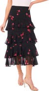 CeCe Tiered Ruffle Flounce Midi Skirt