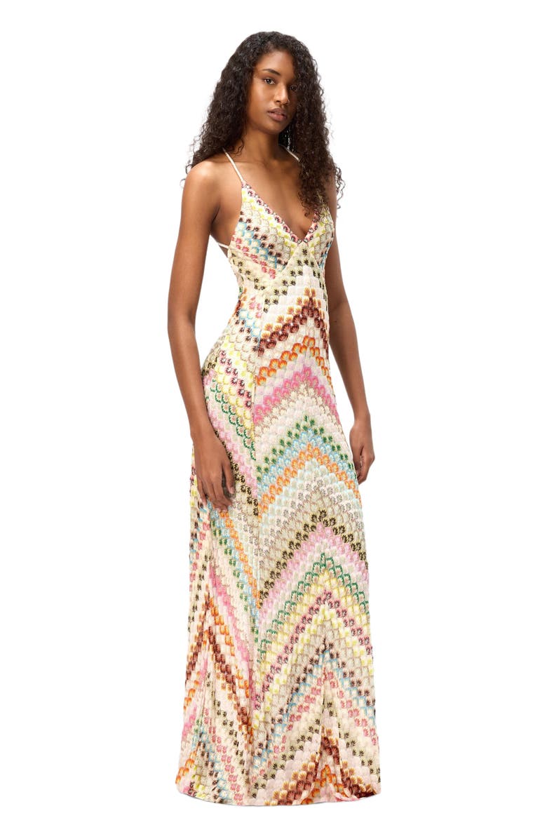 Missoni Long Viscose Dress With V-neck Lace And Zig Zag Pattern, Alternate, color, 