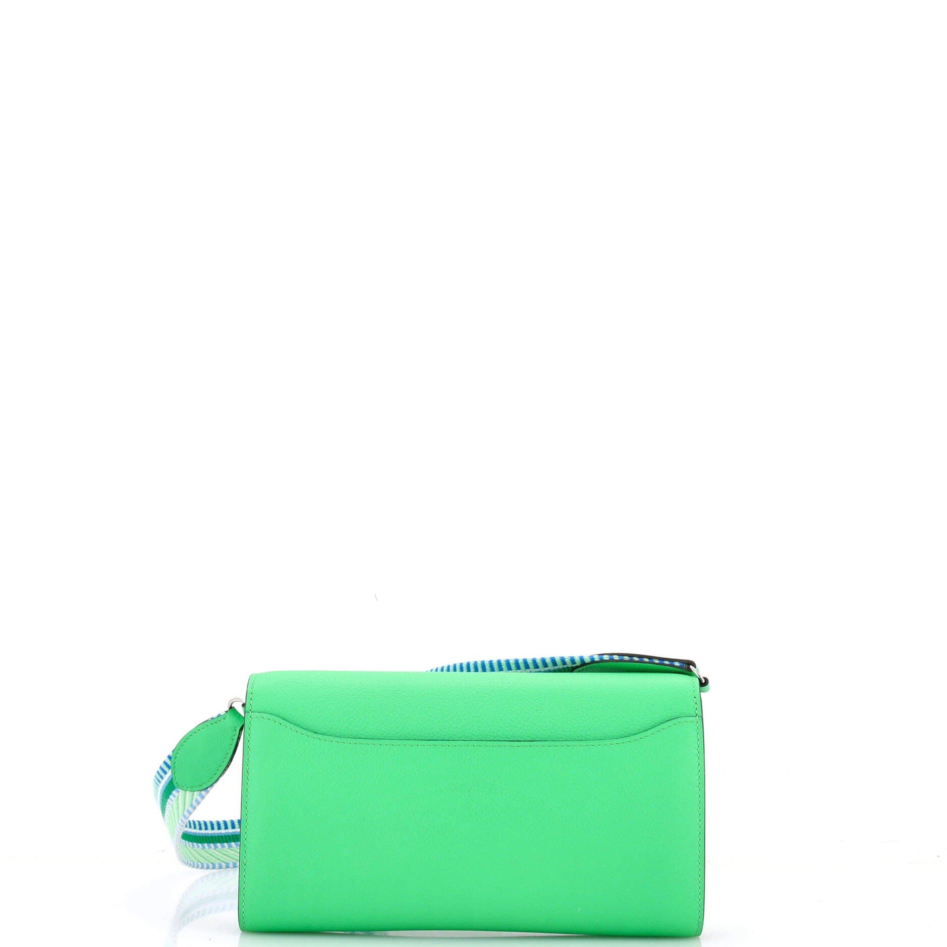 Pre-Owned Hermes Cavale Constance To Go Wallet Evercolor, Alternate, color, Vert Comics