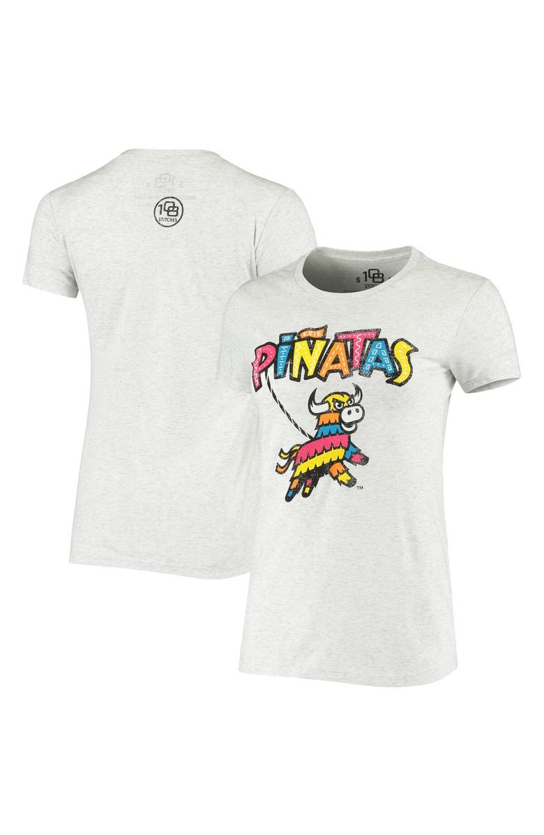 108 STITCHES Women's Heathered Gray Piñatas de Erie Copa de la Diversion Script Tri-Blend Scoop Neck T-Shirt, Alternate, color, 