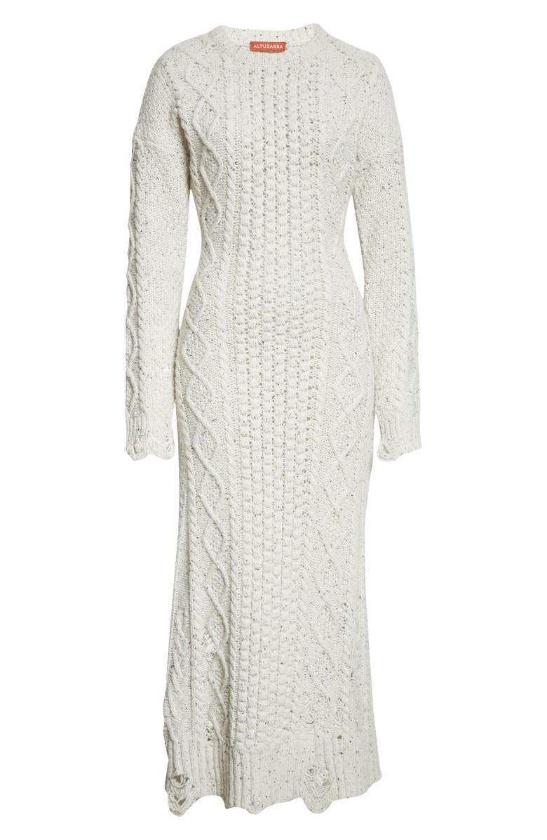 Altuzarra Quincy Long Sleeve Distressed Wool Blend Sweater Dress, Alternate, color,
