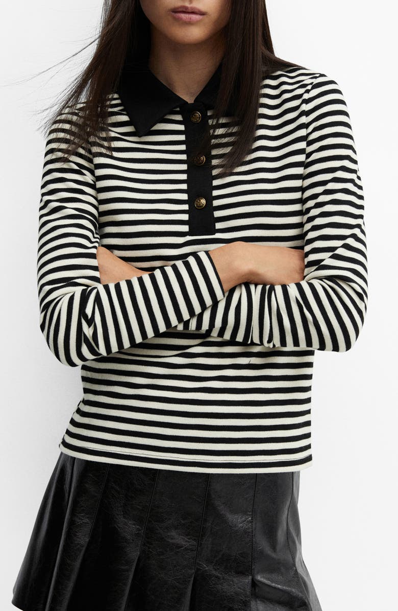 MANGO Stripe Long Sleeve Polo, Main, color,