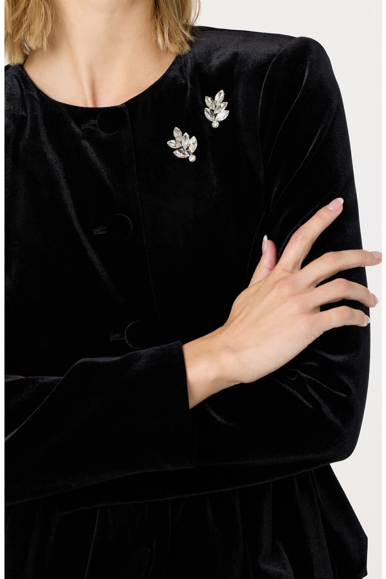 Nicolle Velvet Peplum Jacket, Alternate, color, BLACK