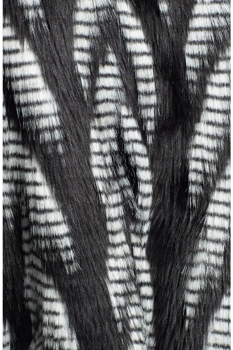Faux Fur Jacket, Alternate, color, BLACK/ WHITE