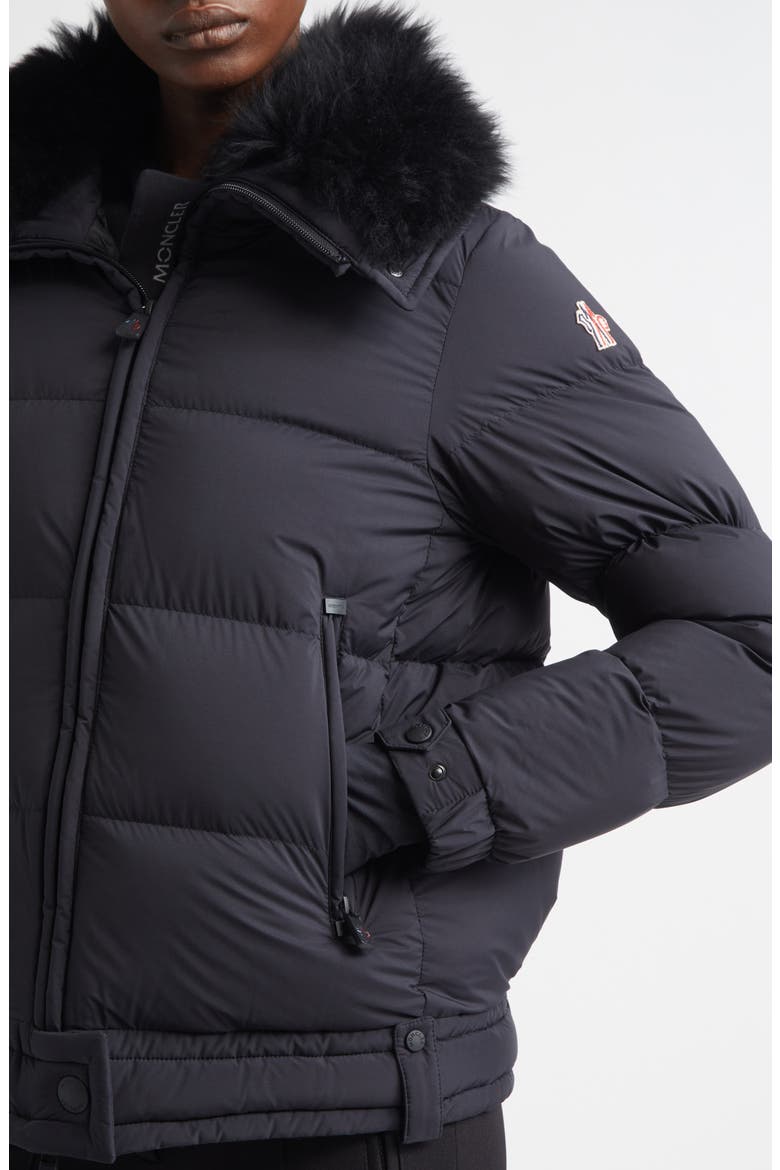 Arabbas Genuine Shearling Collar Down Jacket, Alternate, color, BLACK