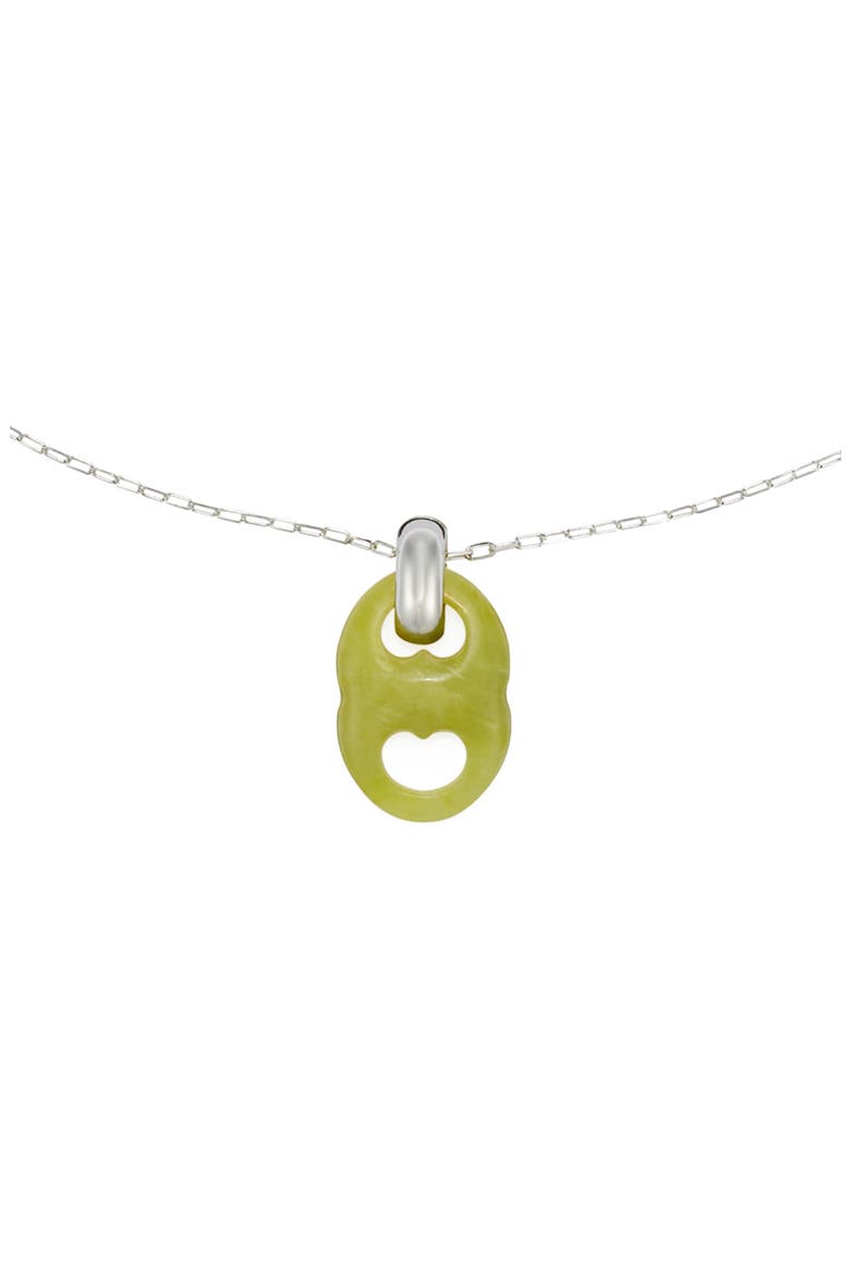 Gemini Link Pendant Necklace, Alternate, color, LIGHT SILVER / GREEN