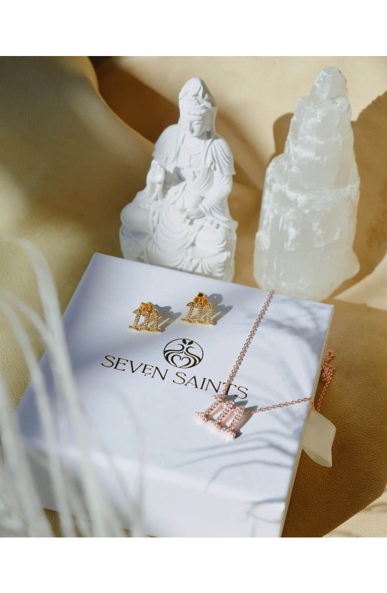 Seven Saints 111 Angel Number Manifestation Stud Earrings, Alternate, color, Gold