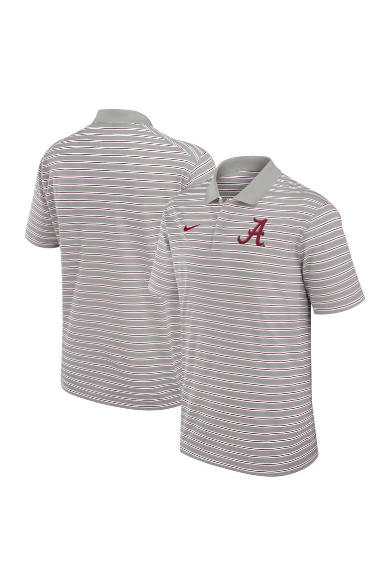 Men's Nike Pewter/White Alabama Crimson Tide Primetime Victory Striped Performance Polo, Main, color, Pewter