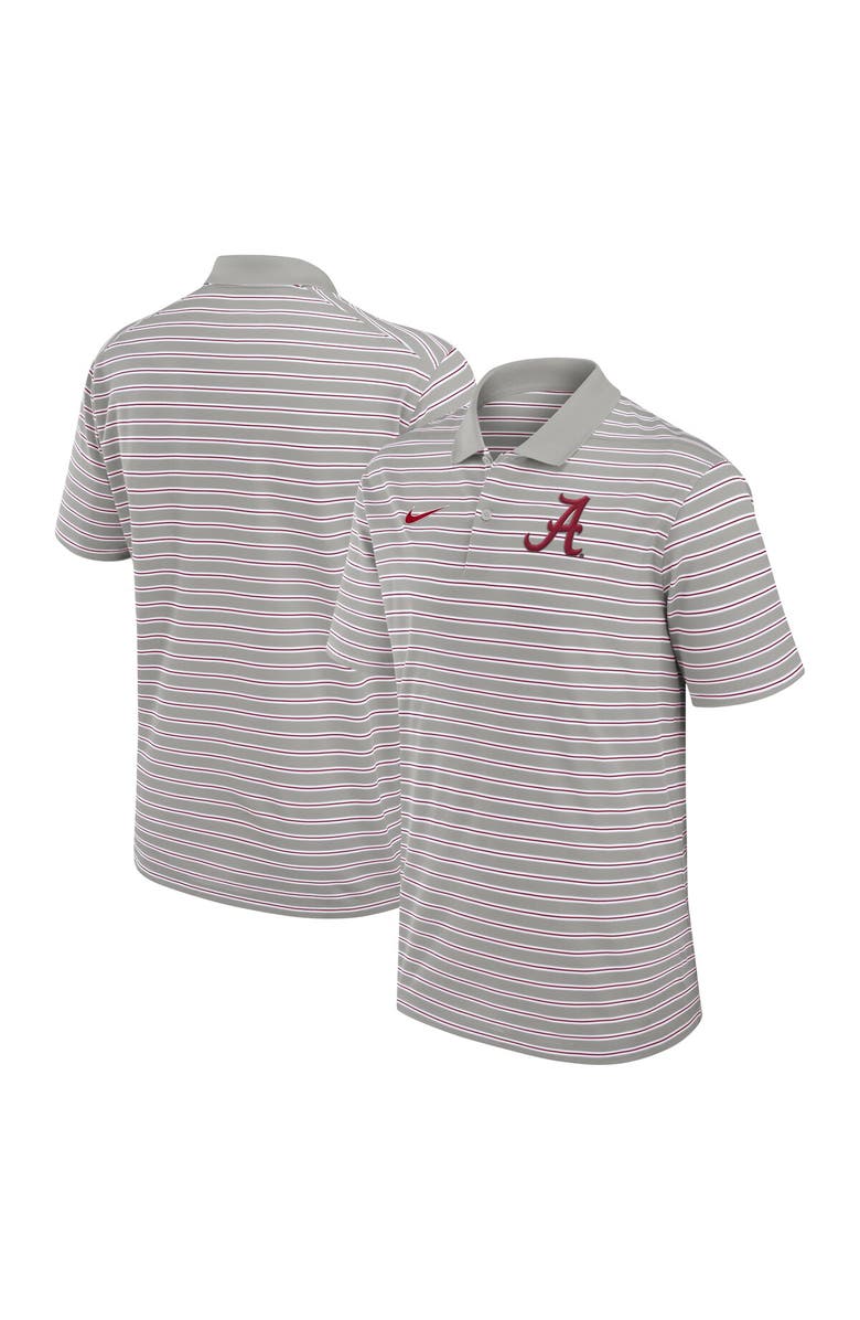 Nike Men's Nike Pewter/White Alabama Crimson Tide Primetime Victory Striped Performance Polo, Main, color, 