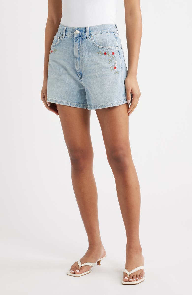 Rails Rancho Floral Embroidered Denim Shorts, Main, color, Dainty Rose