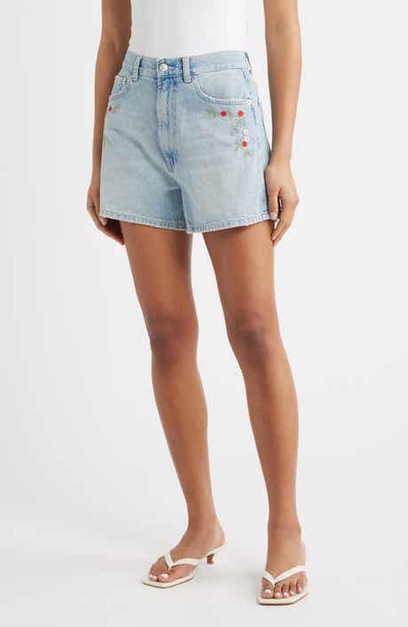 Rancho Floral Embroidered Denim Shorts
