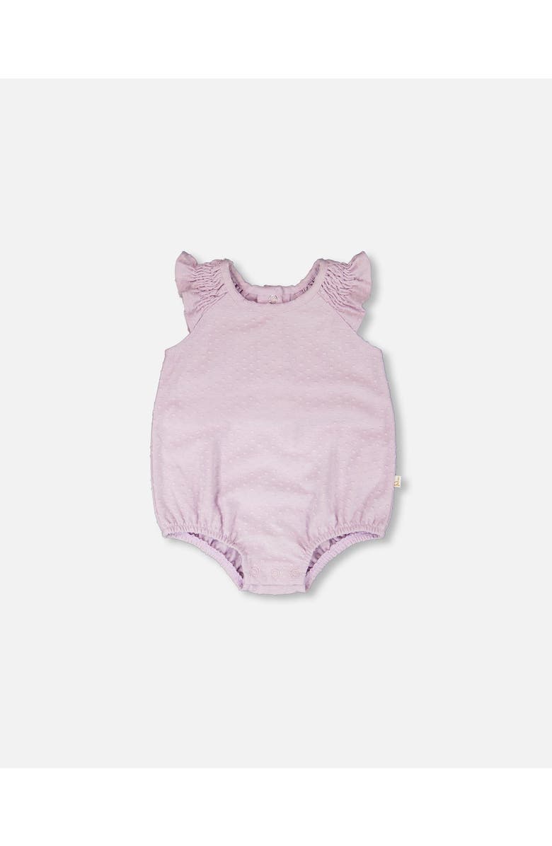 Deux par Deux Jersey Flutter Sleeves Romper, Main, color, Lavender