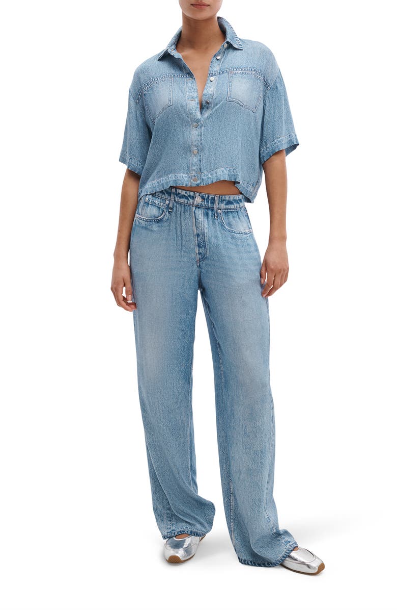 rag & bone rb Miramar Slink Trompe l'Oeil Faux Denim Wide Leg Lounge Pants, Alternate, color, Muray