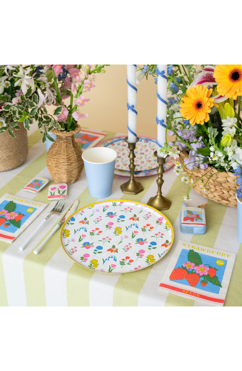 Jollity & Co. In Bloom Floral Plates, Alternate, color, Dinner Plates (Gold Rim)