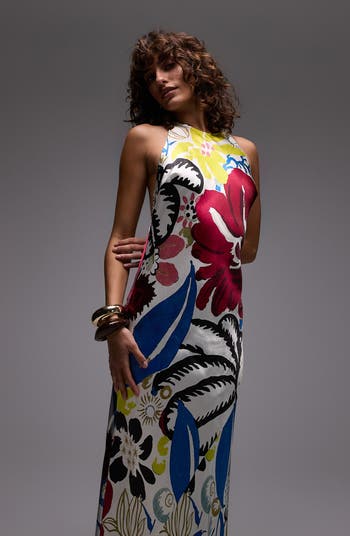 Satin Halter Maxi Dress
