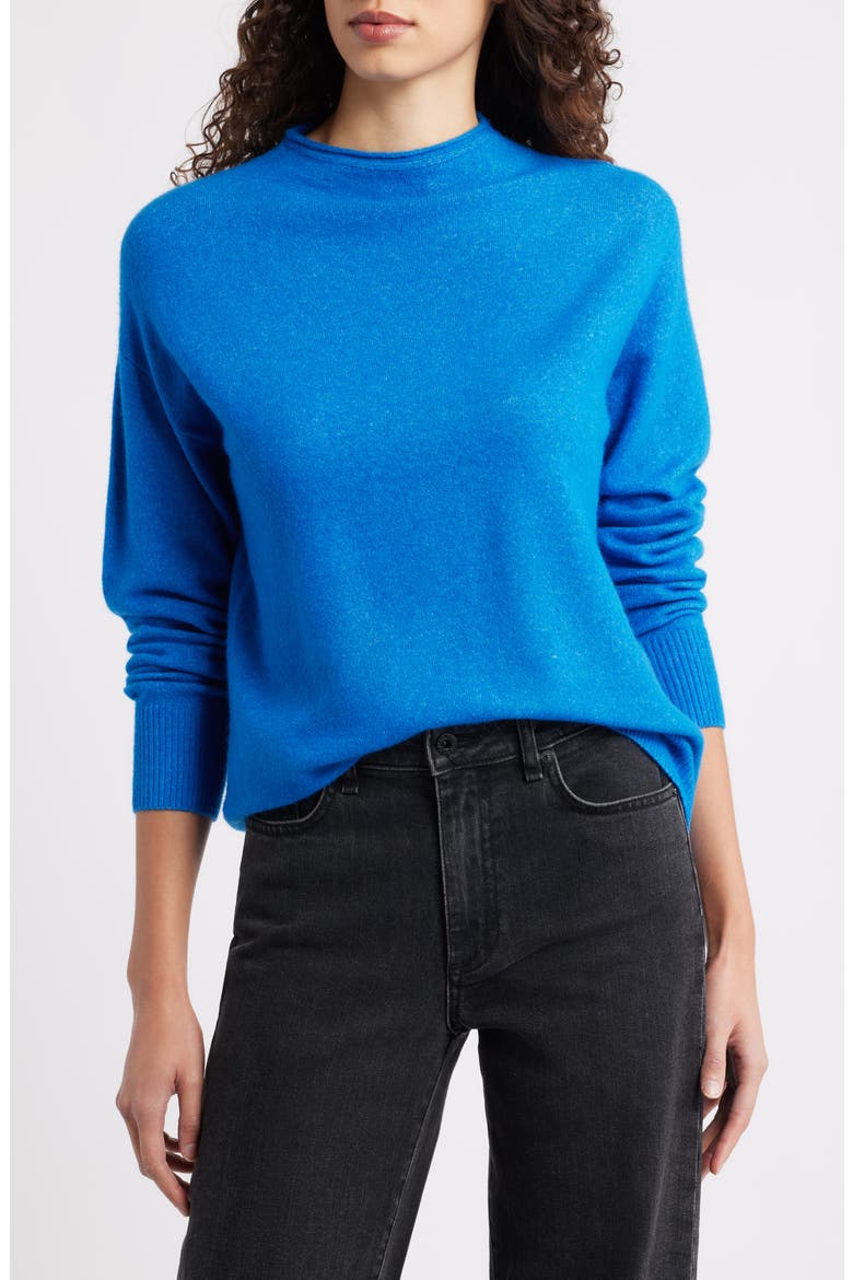 Funnel Neck Sweater, Main, color, BLUE PRINCESS