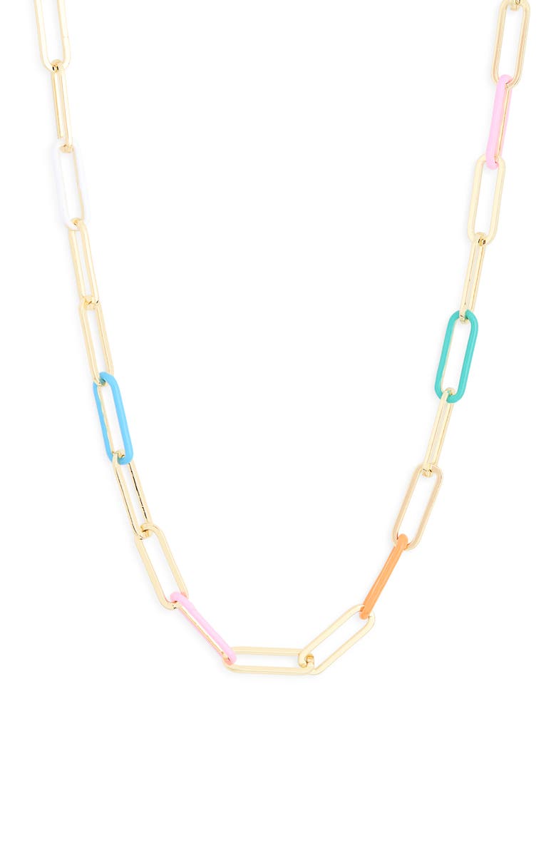 Kendra Scott Ainsley Paper Clip Chain Necklace, Main, color, Gold Multi Mix Enamel
