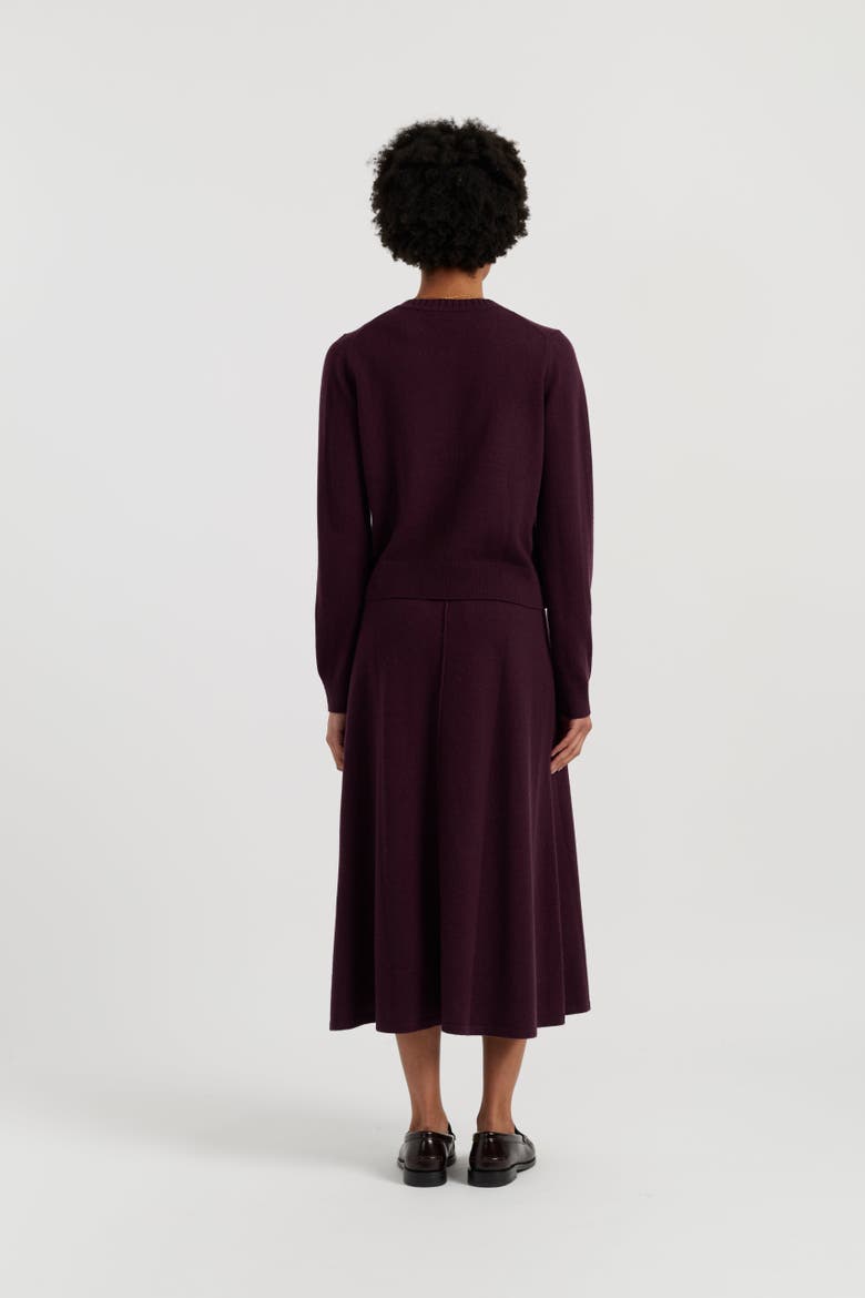 Wool Cashmere Midi Skirt, Alternate, color, Aubergine