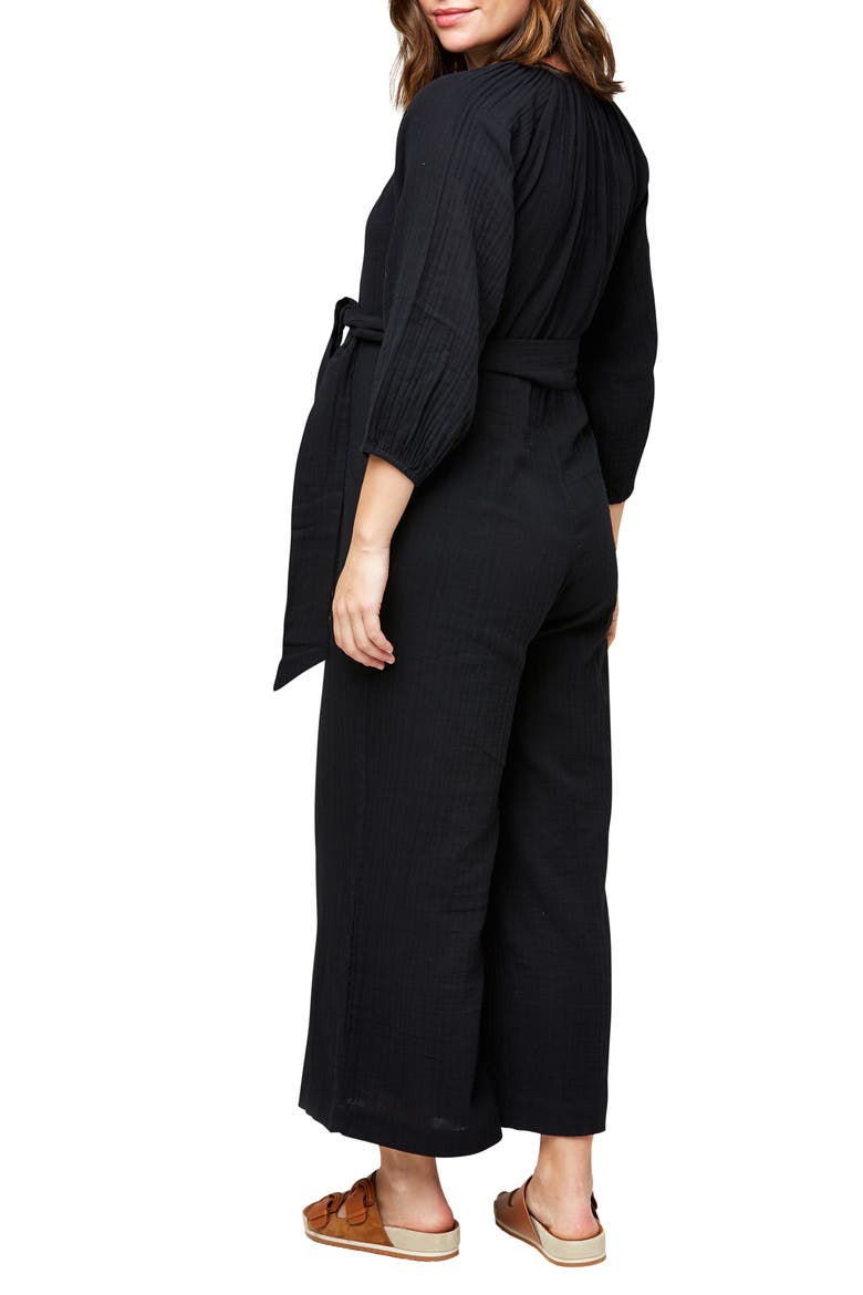 Alma Maternity/Nursing Jumpsuit, Alternate, color, BLACK