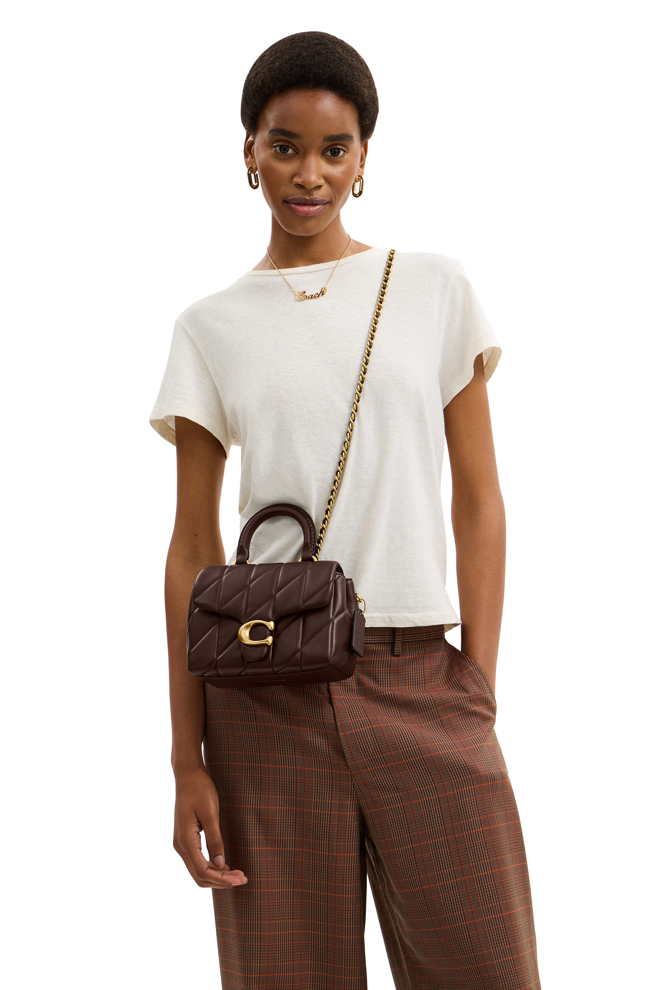 COACH Tabby Quilted Leather Convertible Top Handle Bag, Alternate, color, Maple