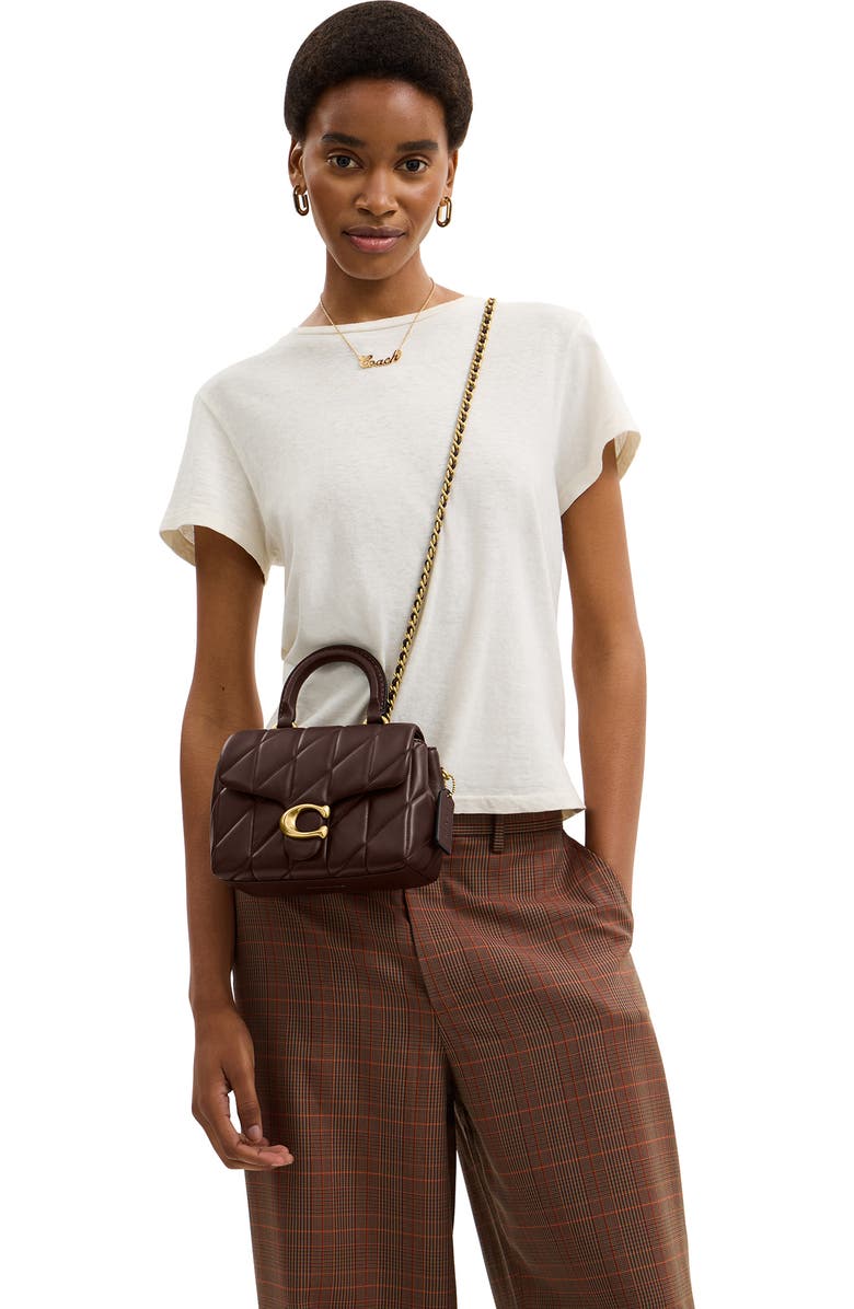 COACH Tabby Quilted Leather Convertible Top Handle Bag, Alternate, color, Maple
