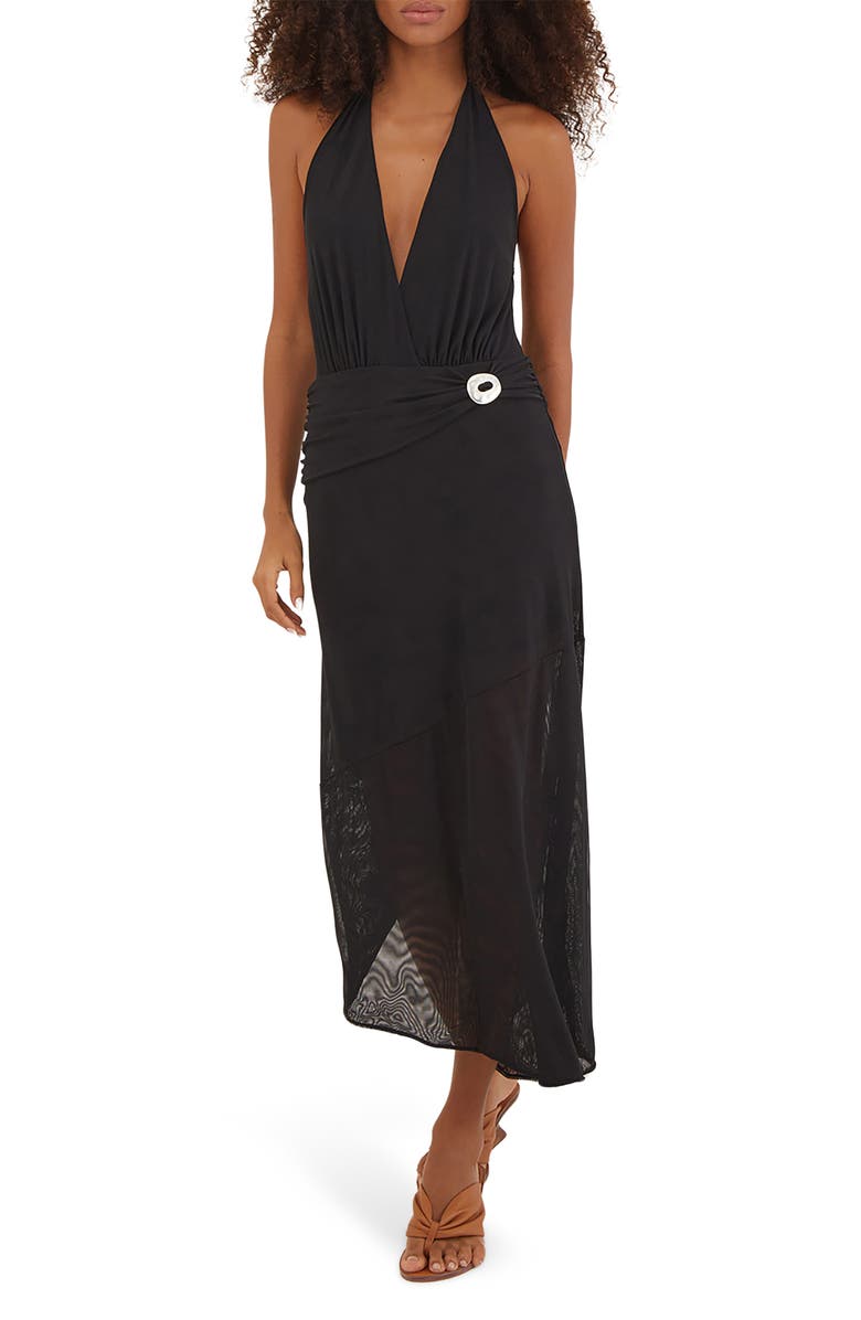 ViX Paula Hermanny Zita Halter Mesh Cover-Up Dress, Main, color,