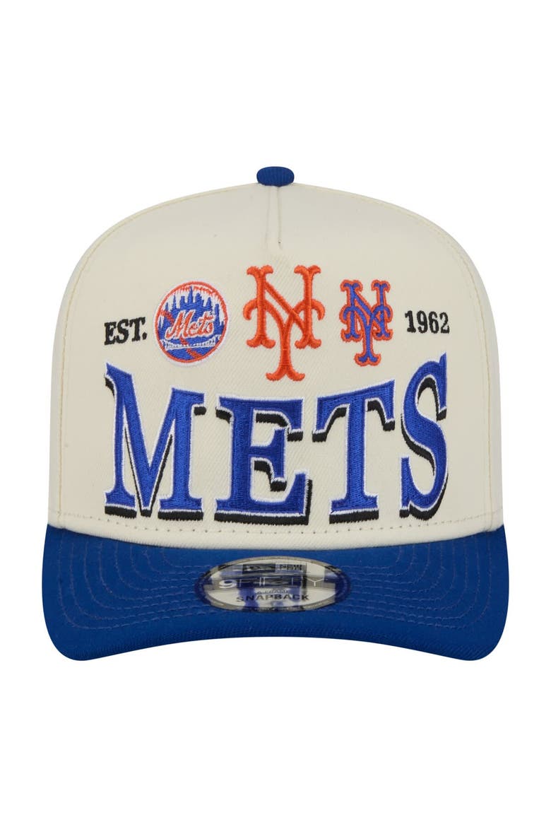 Men's New Era Cream New York Mets Throwback Tri-Hit A-Frame 9FIFTY Adjustable Hat, Alternate, color, Cream