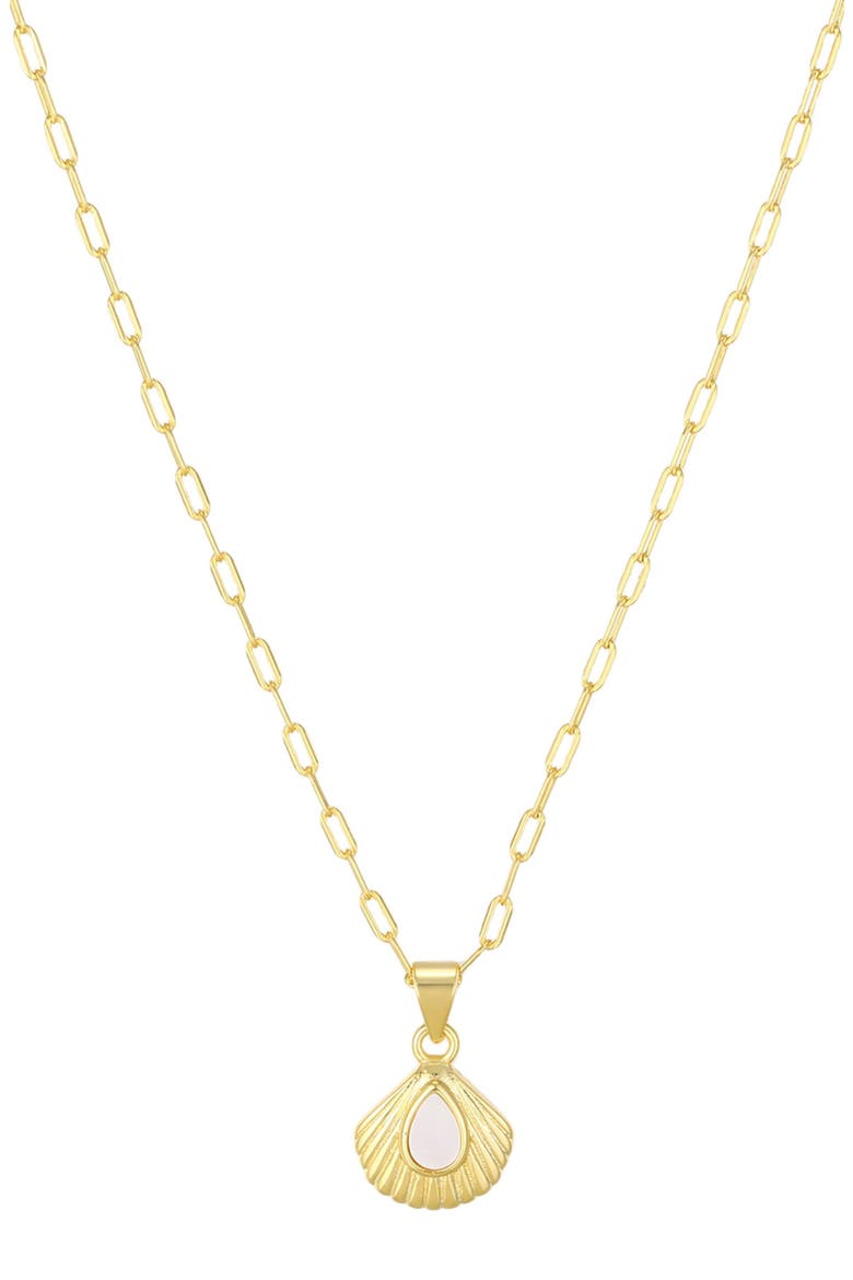 Mother-of-Pearl Shell Pendant Necklace, Main, color, GOLD/ WHITE