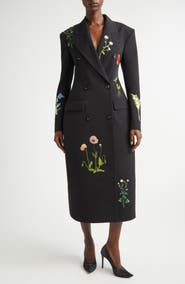 Stella McCartney Flower Embroidered Wool Coat