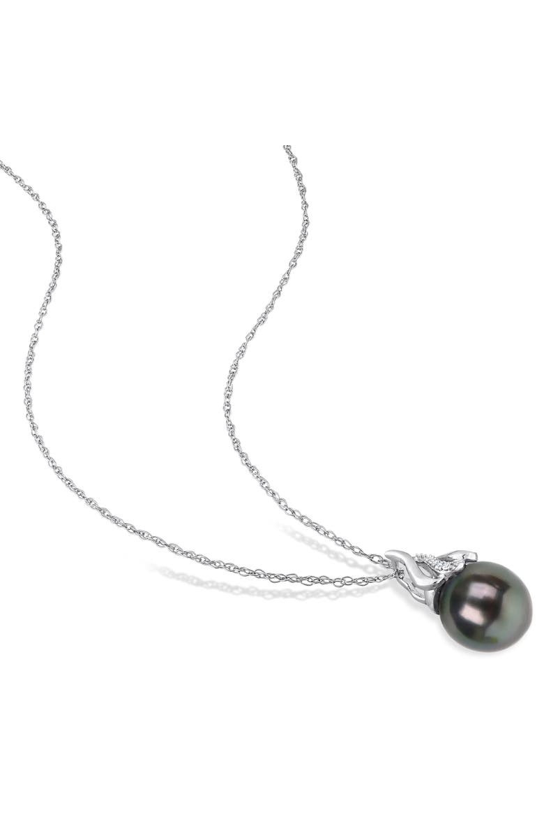 Julianna B. Pearl & Diamond Accent Drop Necklace 14k, Alternate, color, Tahitian Pearl/White Gold