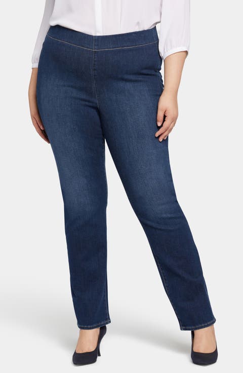 Pull-On Straight Leg Jeans (Wonderland) (Plus)