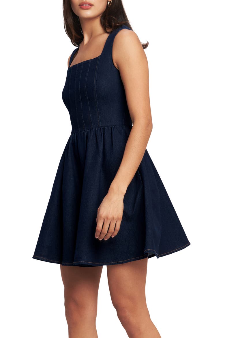 Denim Minidress, Alternate, color, DARK INDIGO