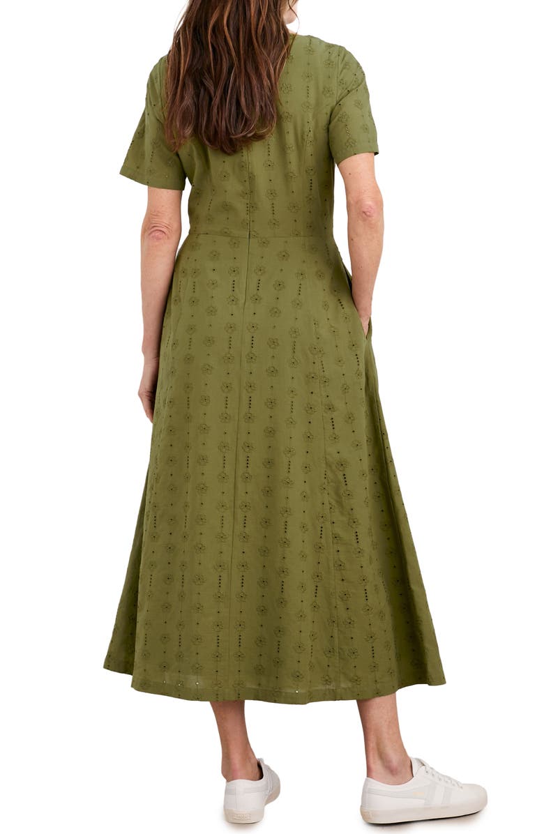 Seasalt Cornwall Garden House Eyelet Embroidered Midi Dress, Alternate, color, Creek
