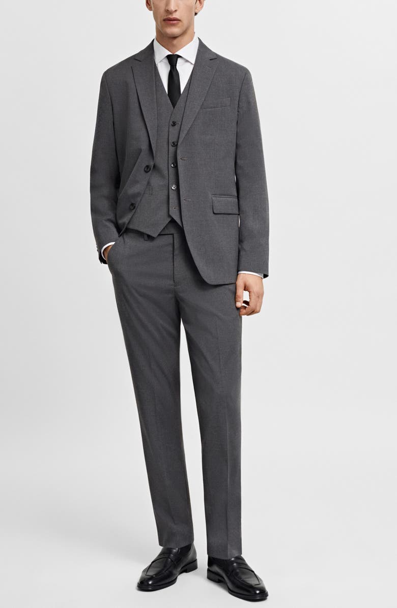 MANGO Slim Fit Heathered Grey Stretch Vest, Alternate, color, 