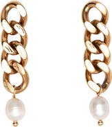 st. Moran Freshwater Pearl Chain Drop Earrings