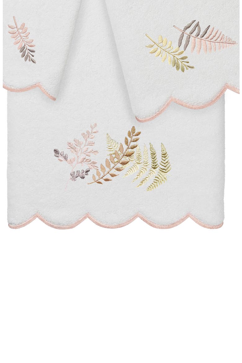Fern Toss Scallop 3-Piece Towel Set, Alternate, color, WHITE/ PINK