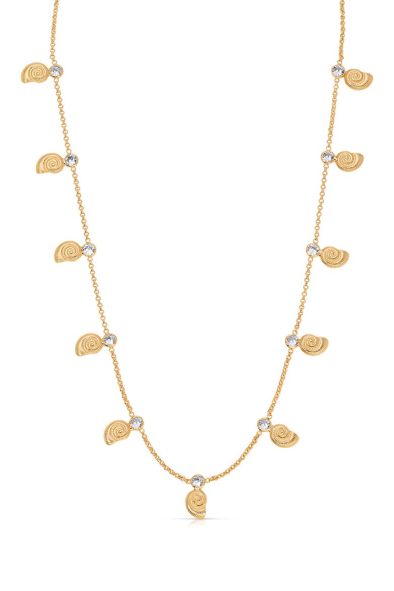 Swirl Shell Charm Necklace, Main, color, GOLD
