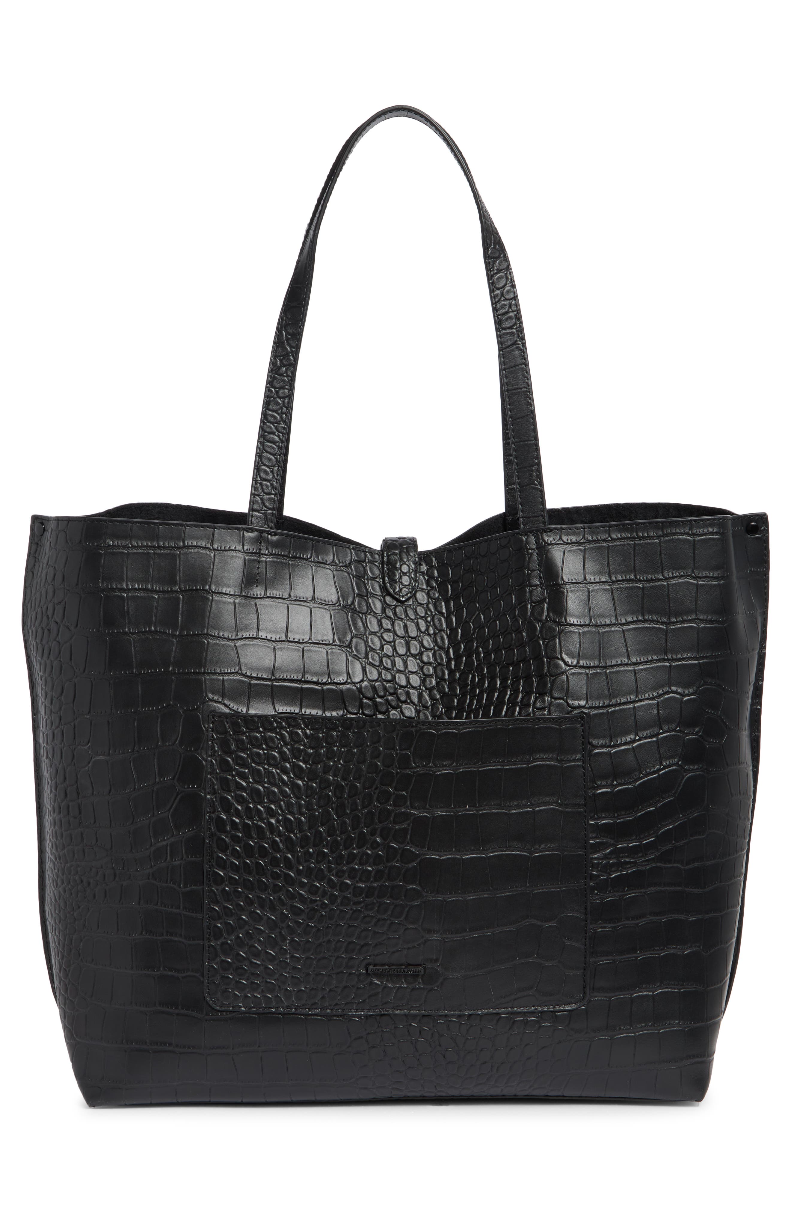 Rebecca Minkoff Megan Soft Croc Embossed Leather Tote Bag, Alternate, color, 