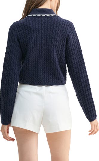 lace collar knit cardigan – Acka online store