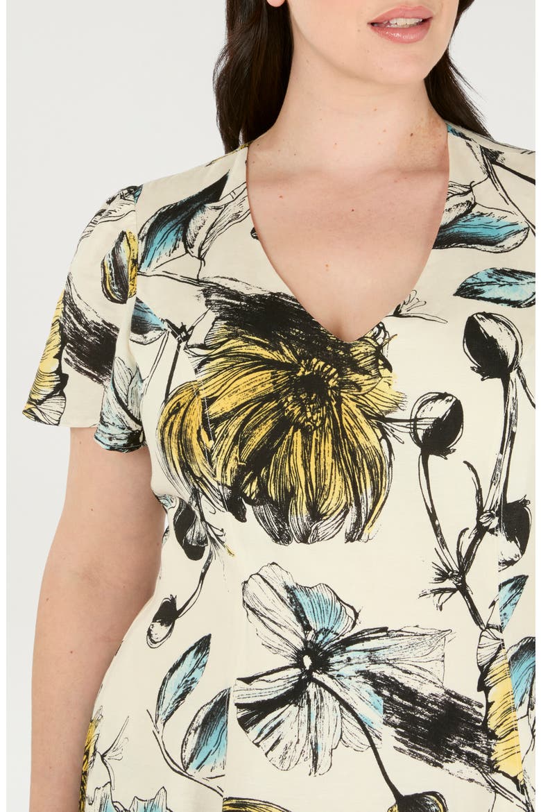 Vanessa Floral Empire Waist Dress, Alternate, color, OYSTER COVE