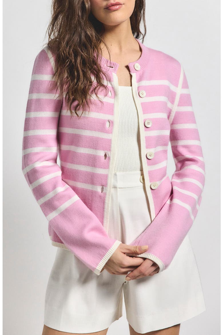 Mariana Reversible Stripe Wool Blend Cardigan, Alternate, color, VENETIAN PINK MULTI