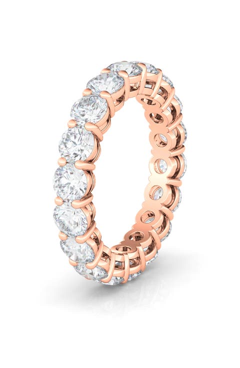 Round Cut Lab Created Diamond 18K Gold Eternity Band Ring