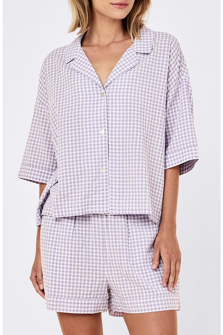Seersucker Gingham Boxer Pajamas, Main, color, SOFT LAVENDER