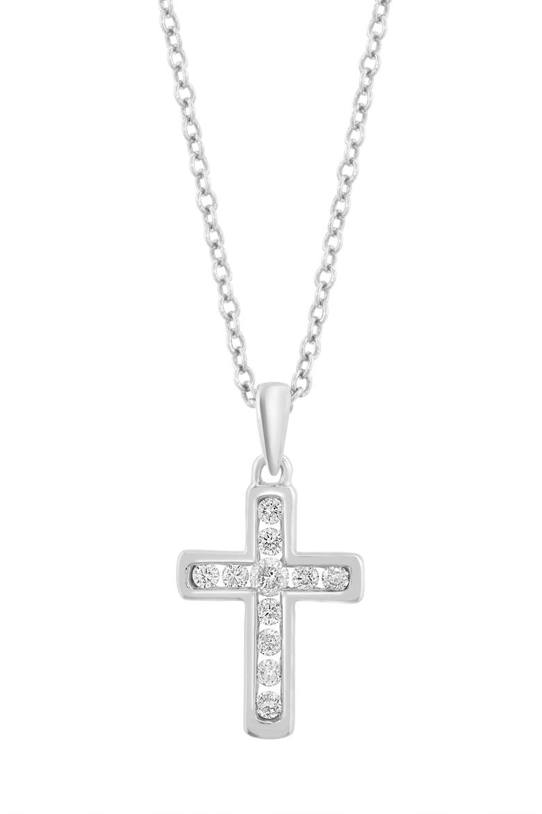 14K White Gold Diamond Cross Pendant Necklace, Alternate, color, WHITE
