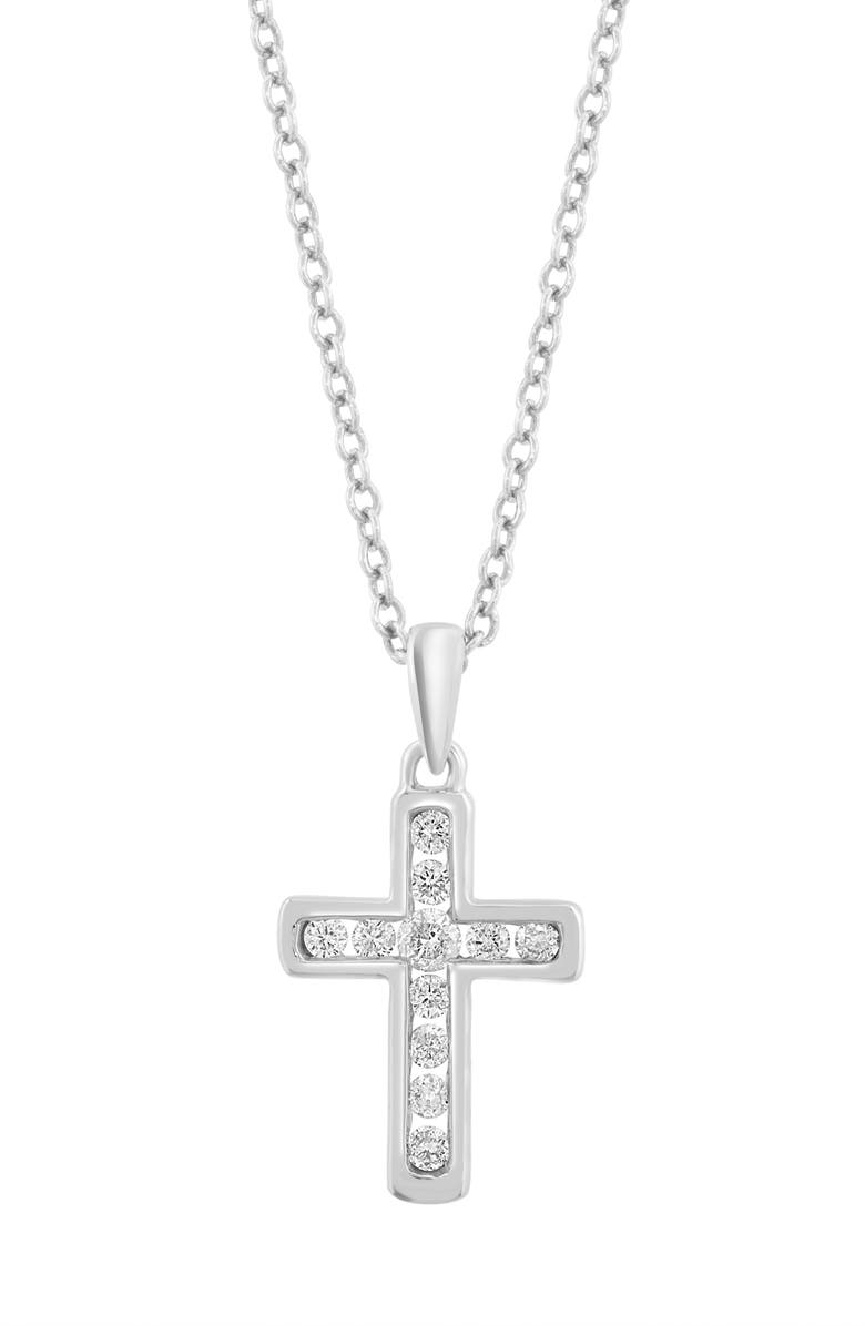 EFFY 14K White Gold Diamond Cross Pendant Necklace, Alternate, color, 