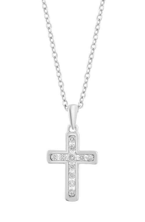 EFFY EFFY 14K WHITE GOLD DIAMOND CROSS PENDANT NECKLACE