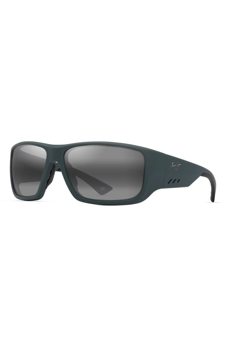 Maui Jim Keha 63mm Polarized Oversize Rectangular Sunglasses, Alternate, color, Matte Dark Military Green