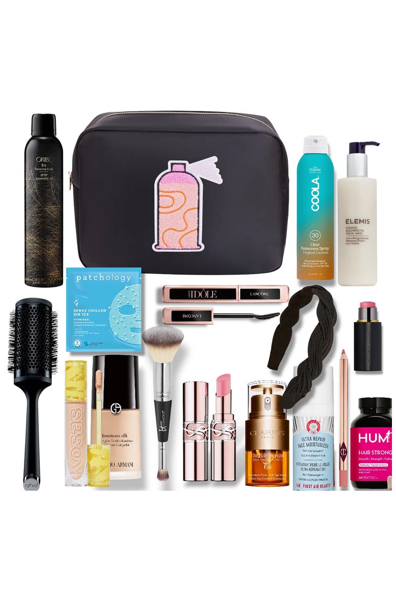 Extra Large Hairspray Cosmetics Bag, Alternate, color, BLACK