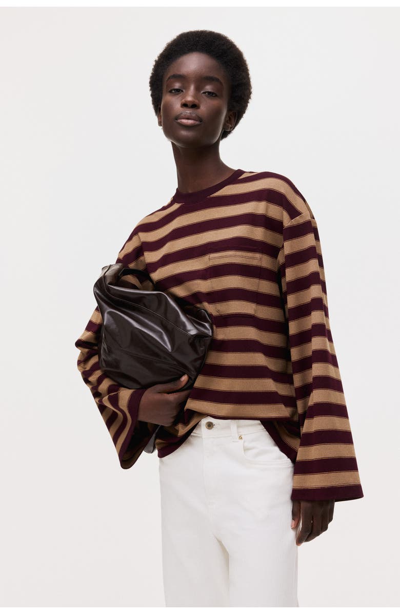 H&M Pocket-detail Top, Alternate, color, Burgundy/Striped