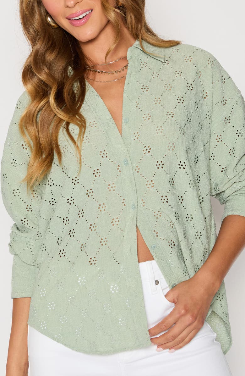 VICI Collection Amber Eyelet Crepe Button-Up Shirt, Alternate, color, 